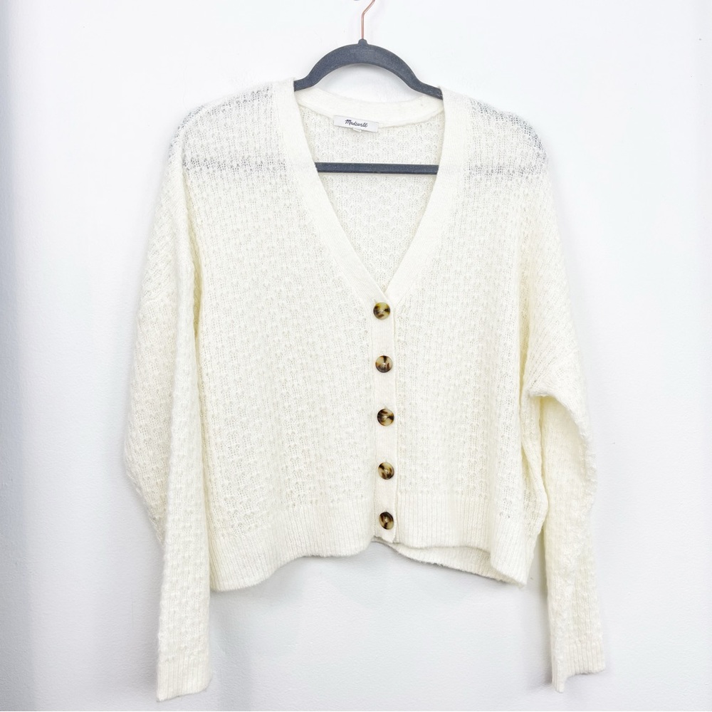 Madewell Mayfair Sweater Cardigan in White Size Medium 2023 Collection